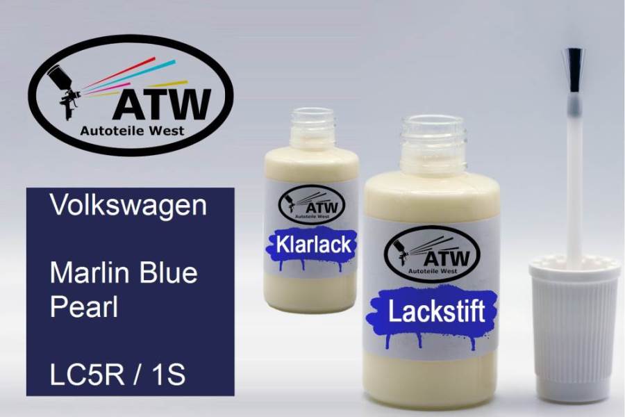 Volkswagen, Marlin Blue Pearl, LC5R / 1S: 20ml Lackstift + 20ml Klarlack - Set, von ATW Autoteile West.